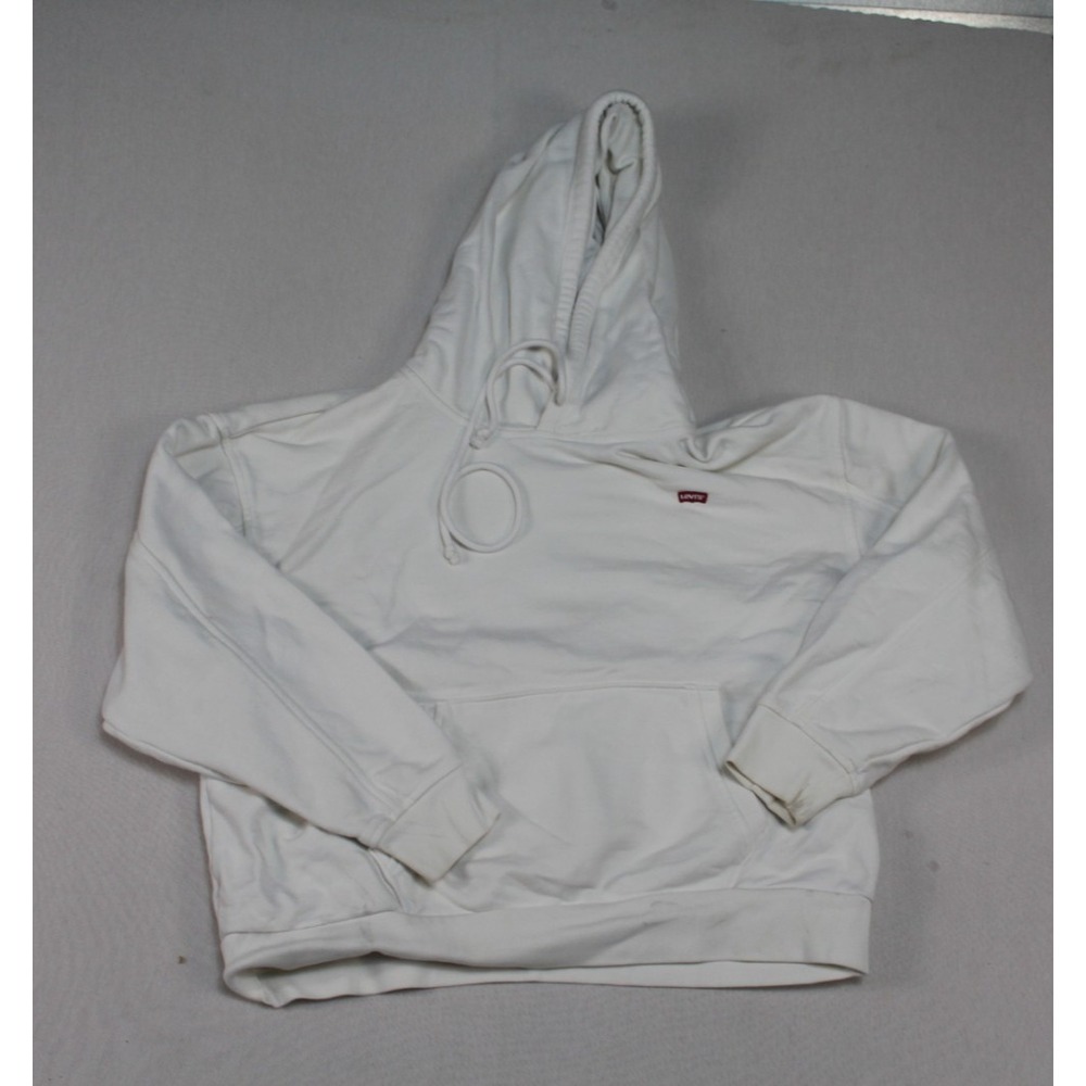 Levi's Hoodie Women Small White Good Casual Raglan Logo Long Sleeve Sweater